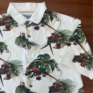 Windham Pointe Parrot Christmas Polo Shirt Medium Cotton Holiday Novelty